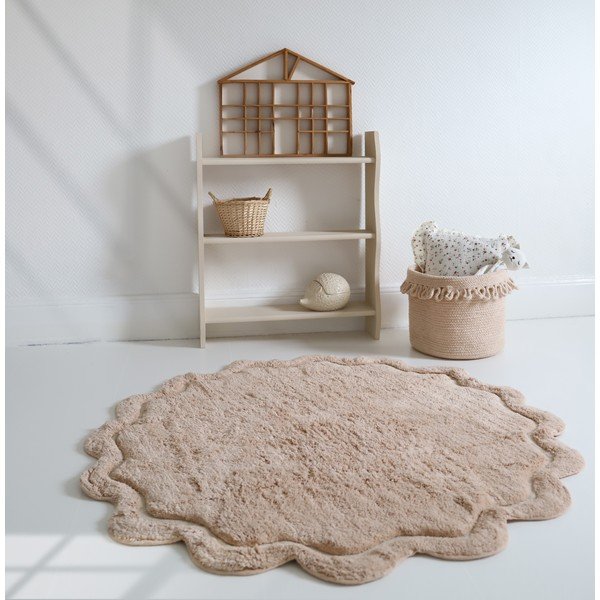 Svetloružový umývateľný ručne tkaný bavlnený okrúhly koberec ø 110 cm Sweet April Nude – Nattiot-image-1