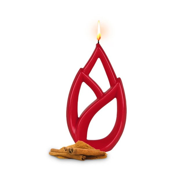 Červená vonná sviečka s vôňou škorice Alusi Livia Petit, 2,5 hodiny horenia