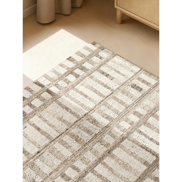 Krémovobiely ručne tkaný vlnený koberec 80x150 cm Boho 1.0 Linara – Vikosa-image-2
