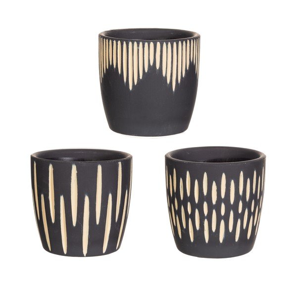 Terakotové obaly na kvetináče v súprave 3 ks ø 8 cm Grafitto – Sass & Belle