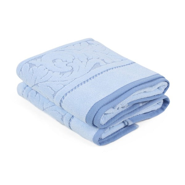 Sada 2 rmodrých uterákov z bavlny Sultan, 50 × 90 cm