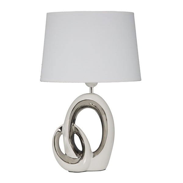 Bielo-strieborná keramická stolová lampa Mauro Ferretti Hug, 28 × 43 cm