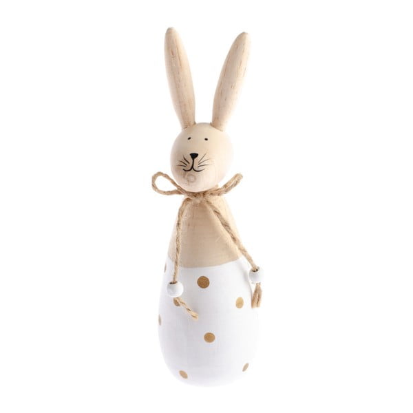 Drevená dekorácia s detailom v bielej farbe Dakls Happy Easter Hare, výška 17 cm