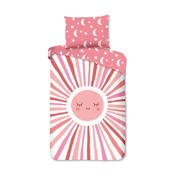 Ružové bavlnené detské obliečky na jednolôžko 140x200 cm Sunny – Good Morning