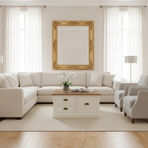 Biely konferenčný stolík v dekore jedľa 90x90 cm Hardwick – Premier Housewares-image-2