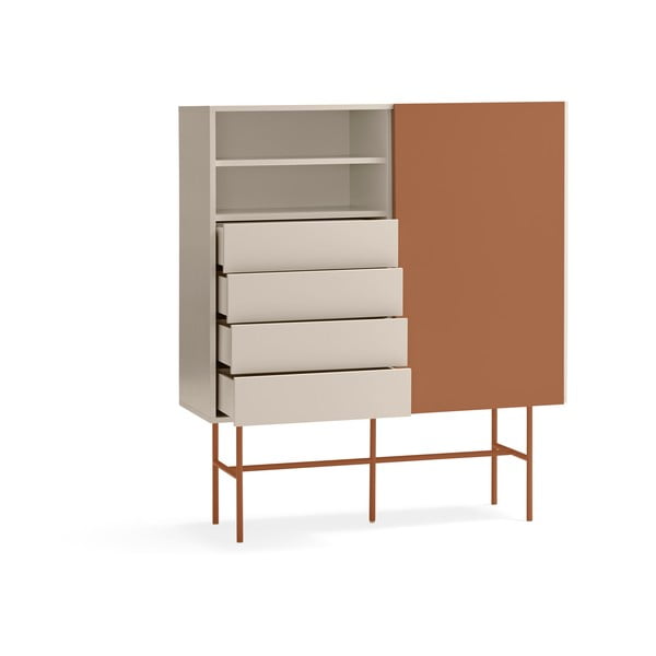 Vysoká komoda s posuvnými dverami v béžovo-tehlovej farbe 120x140 cm Nube – Teulat-image-4