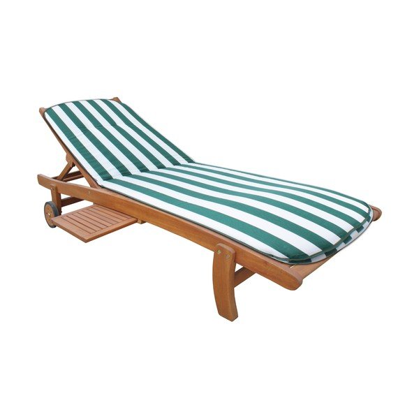 Bielo-zelený záhradný sedák na ležadlo 60x192 cm Cardiff – Sun Garden