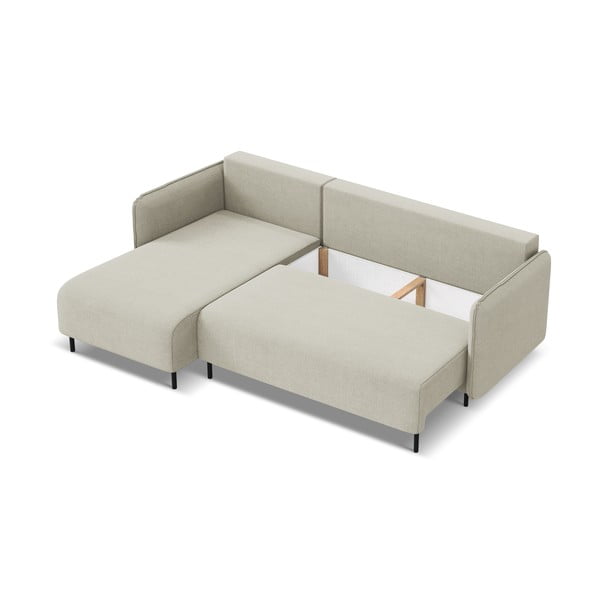 Béžová rozkladacia/s úložným priestorom rohová pohovka (ľavý roh) Luana – Makamii-image-3