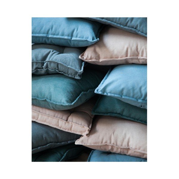 Modrý vankúš s prímesou ľanu Surdic Square, 37 x 37 cm-image-3