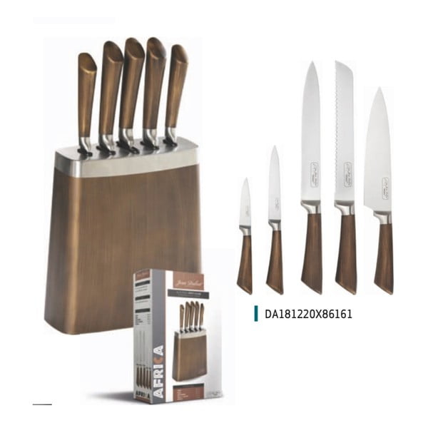 Sada 6 kuchárskych antikoro nožov v stojane s efektom dreva Jean Dubost