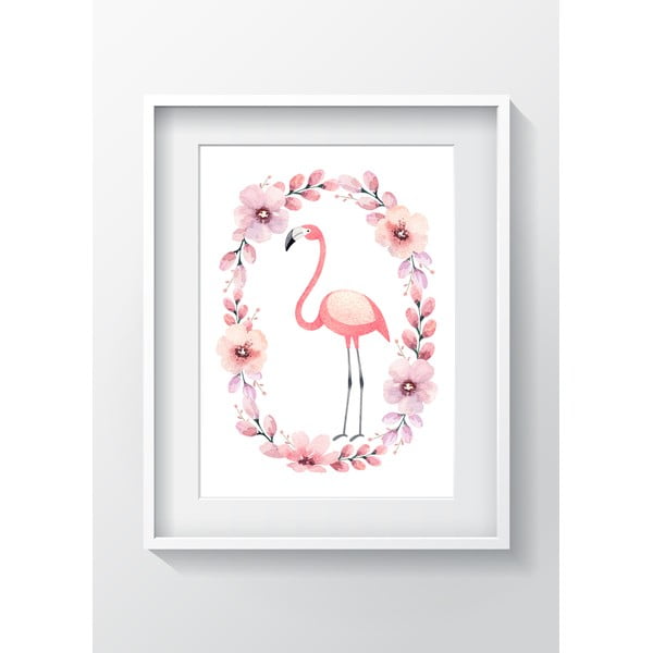 Nástenný obraz OYO Kids Flower Ring Flamingo, 24 x 29 cm