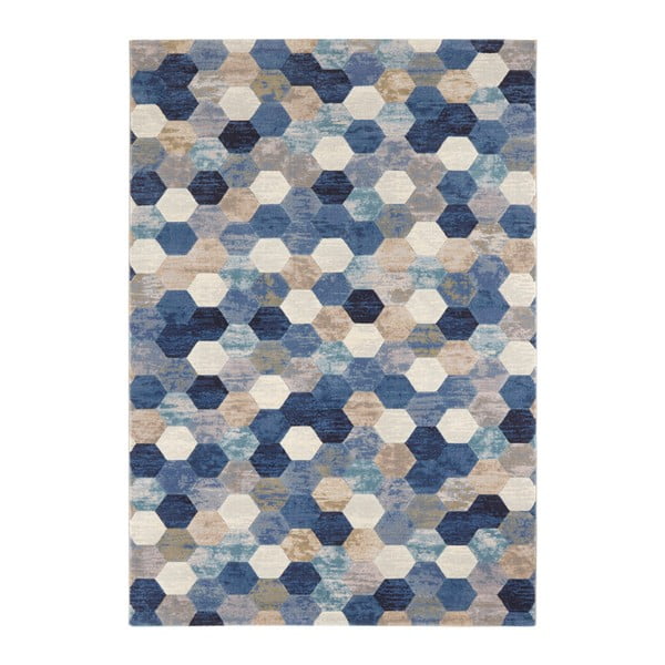 Modro-krémový koberec Elle Decoration Arty Manosque, 200 × 290 cm