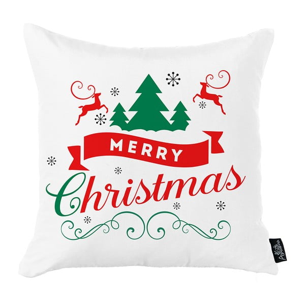 Biela vianočná obliečka na vankúš Mike & Co. NEW YORK Honey Merry Christmas, 45 x 45 cm