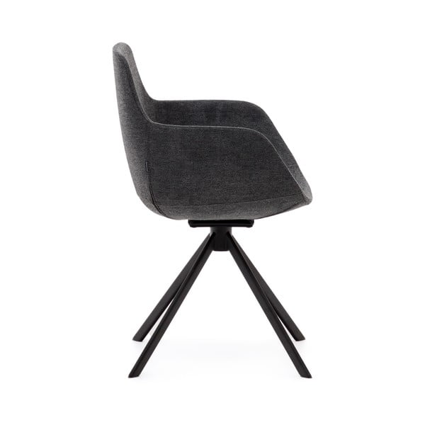 Tmavosivé čalúnené jedálenské kreslá v súprave s podrúčkami 2 ks Tissiana – Kave Home-image-2