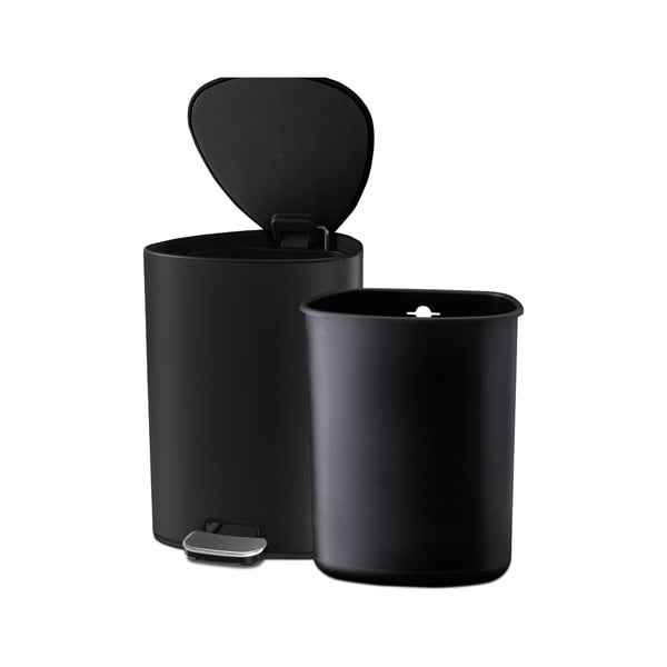 Matne čierny nášľapný oceľový odpadkový kôš 5 l EasyStore Luxe – Joseph Joseph-image-4