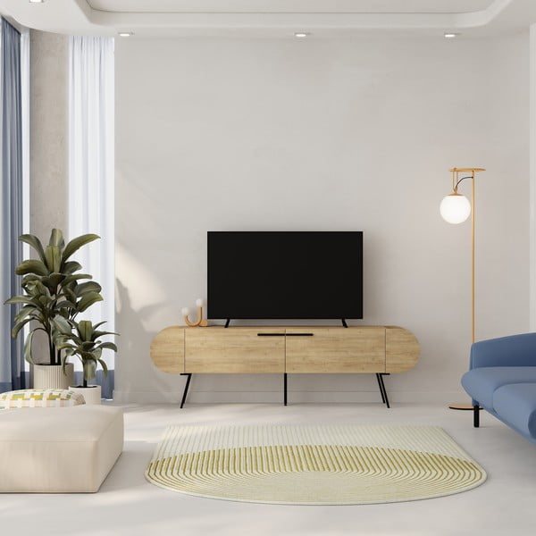 TV stolík v dekore duba v prírodnej farbe 195x57 cm Saluso – Marckeric-image-1