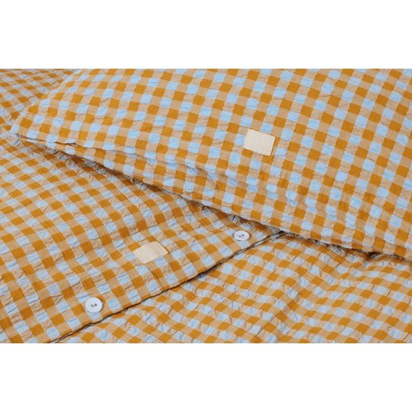 Okrovožlto-svetlomodré krepové obliečky na jednolôžko 140x200 cm Bæk&Bølge – JUNA-image-3