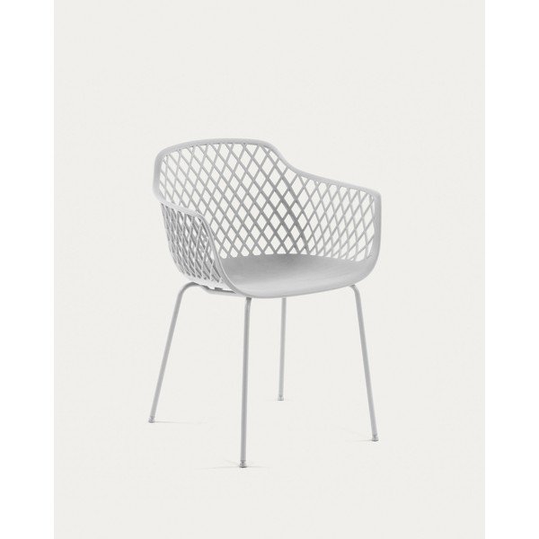 Biela kovová záhradná stolička Quinn – Kave Home-image-3