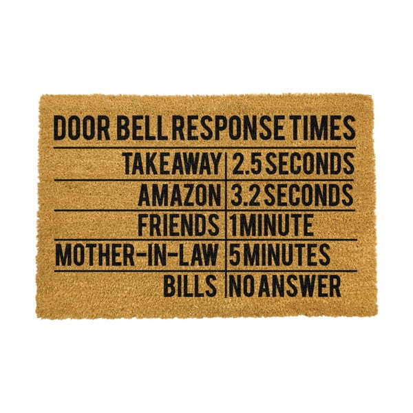 Rohožka z prírodného kokosového vlákna Artsy Doormats Door Bell Response Times, 40 x 60 cm