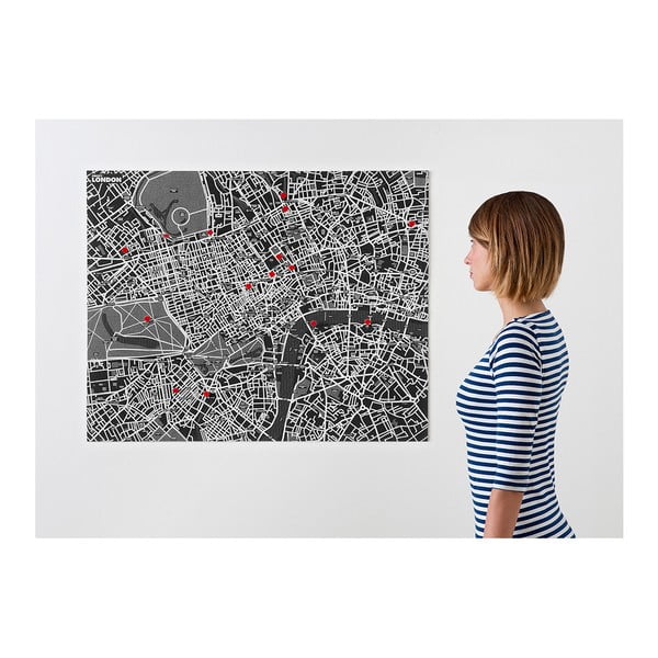 Čierna nástenná mapa Palomar Pin Londýn