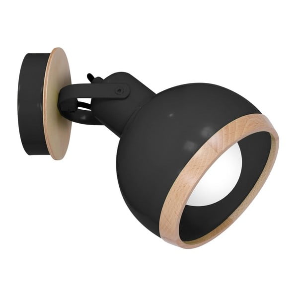 Čierne nástenné svietidlo s drevenými detailmi Homemania Oval
