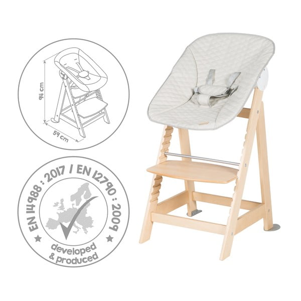 Jedálenská stolička v béžovo-prírodnej farbe Born Up 2in1 Luxe – Roba-image-3