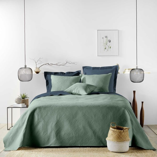 Zelená súprava prikrývky a obliečky na vankúš z mikrovlákna 240x260 cm Romane – douceur d'intérieur-image-1