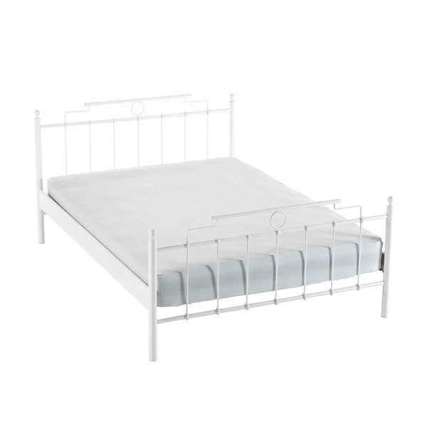 Biela kovová dvojlôžková posteľ s roštom 140x200 cm Hatkus – Kalune Design