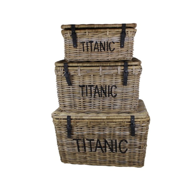 Sada 3 úložných boxov z koboo ratanu HSM collection Titanic