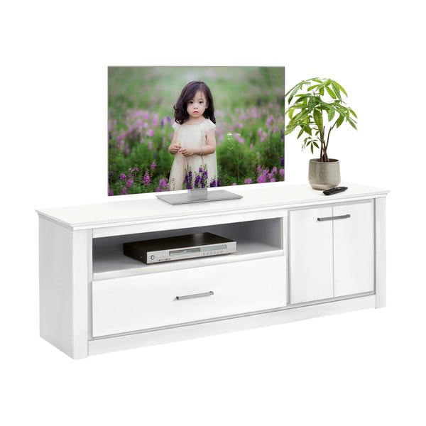 Biely TV stolík z borovicového dreva 160x55 cm Celia - Støraa-image-2