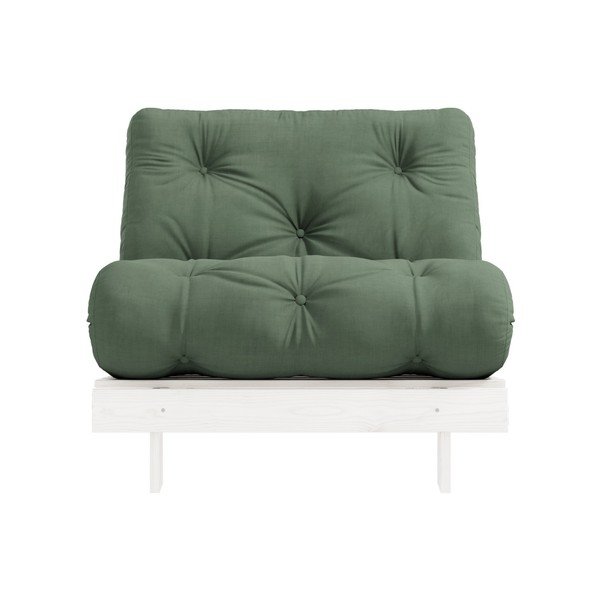 Rozkladacie kreslo so zeleným poťahom Karup Design Roots White/Olive Green-image-1