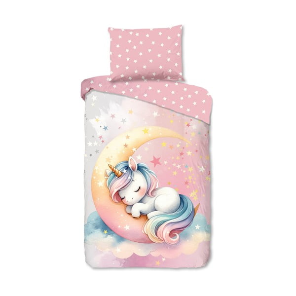 Ružové bavlnené detské obliečky na jednolôžko 140x200 cm Molly – Good Morning