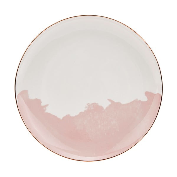 Súprava 2 ružovo-bielych porcelánových dezertných tanierov Westwing Collection Rosie, ø 21 cm