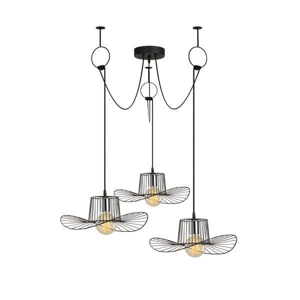 Čierne závesné svietidlo s kovovým tienidlom ø 78 cm Tel – Opviq lights-image-2