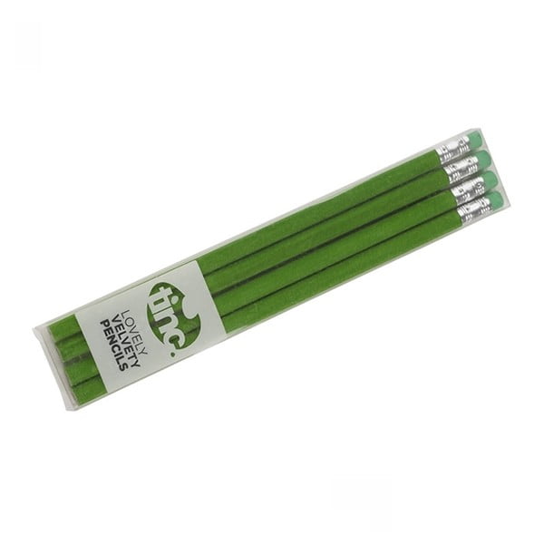 Sada 4 zelených zamatových ceruziek TINC Lovely
