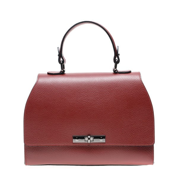 Červená kožená kabelka s popruhom Carla Ferreri