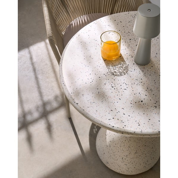 Biely terrazzo okrúhly jedálenský stôl ø 70 cm Saura – Kave Home-image-3