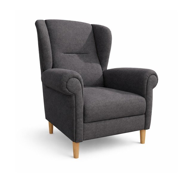 Tmavosivé kreslo ušiak Swan – Ropez