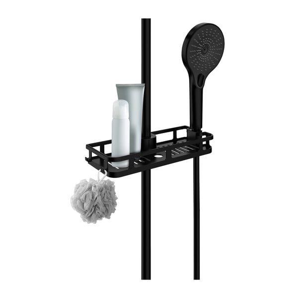 Matne čierna samodržiaca plastová kúpeľňová polička Libertà - Wenko-image-2