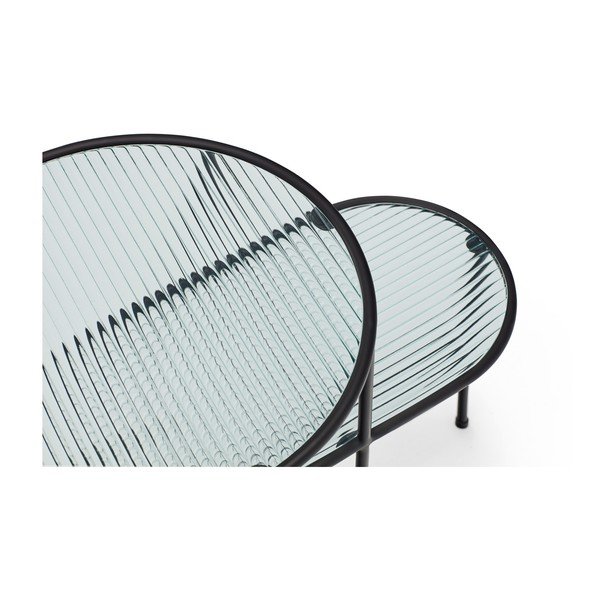 Čierny odkladací stolík so sklenenou doskou Teulat Nix-image-1