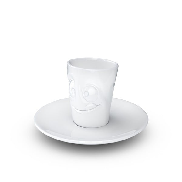 Biela maškrtná porcelánová šálka na espresso s tanierikom 58products, objem 80 ml-image-2