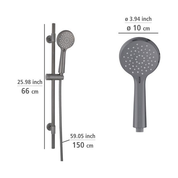Sivý sprchový set z nerezovej ocele 66 cm Young - Wenko-image-3