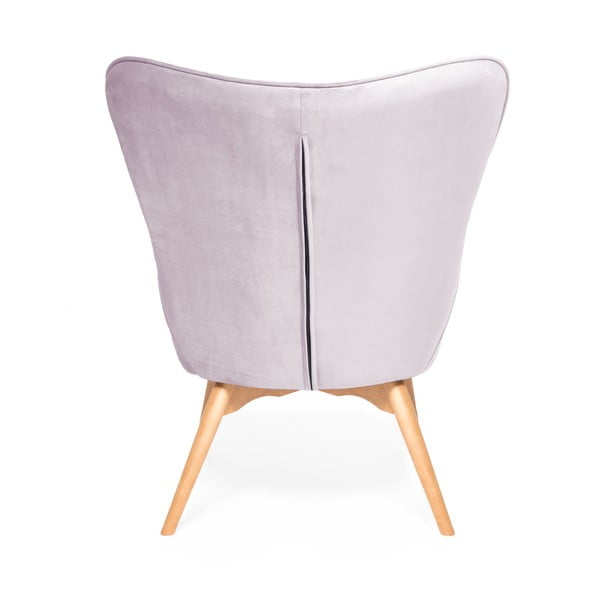 Levanduľovofialové kreslo a podnožka s podnožou v prírodnej farbe Vivonita Cora Velvet-image-3