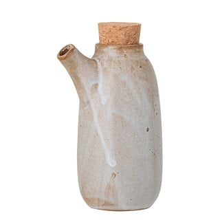 Béžovo-biela kameninová fľaša so zátkou Bloomingville Masami, 600 ml