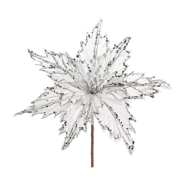 Vianočná plastová dekorácia v tvare kvetu v striebornej farbe DecoKing Nala