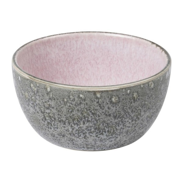 Sivá kameninová miska s vnútornou glazúrou v ružovej farbe Bitz Mensa, priemer 10 cm