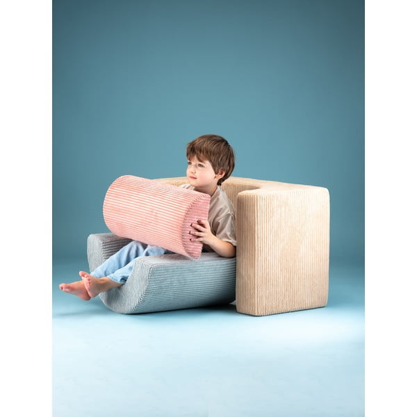 Svetlohnedé menčestrové penové ihrisko 75x49x37 cm Rainbow Montessori – Wigiwama-image-2