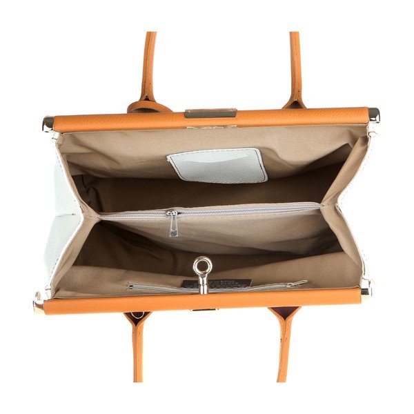 Béžová kožená kabelka Chicca Borse Blair-image-4