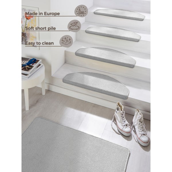 Sivé priľnavé nášľapy na schody v súprave 15 ks 23x65 cm Fancy – Hanse Home-image-4