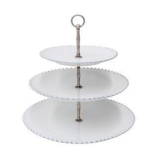 Biely kameninový etažér Costa Nova Pearl, výška 33 cm